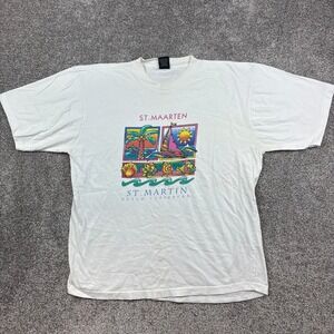 Vintage St. Martin Shirt Mens‎ XL White Dutch Caribbean Beach Cruise Destination